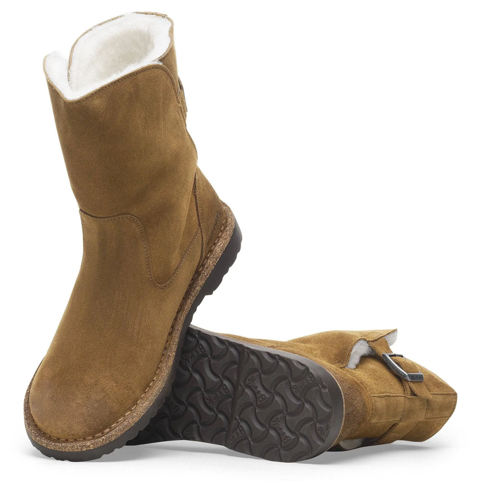 Birkenstock Uppsala Chukka Shearling Suede Ladies Dark Tea Suede Slip On Ankle Boots