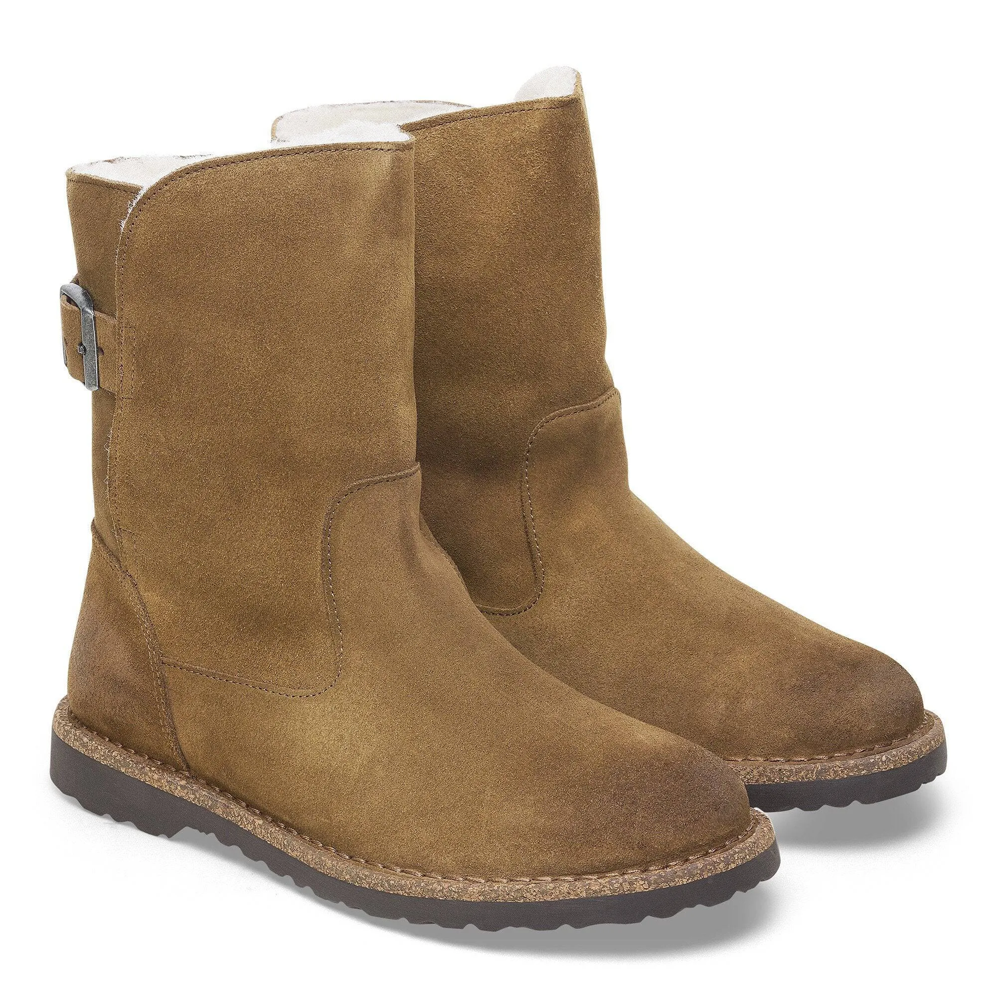 Birkenstock Uppsala Chukka Shearling Suede Ladies Dark Tea Suede Slip On Ankle Boots
