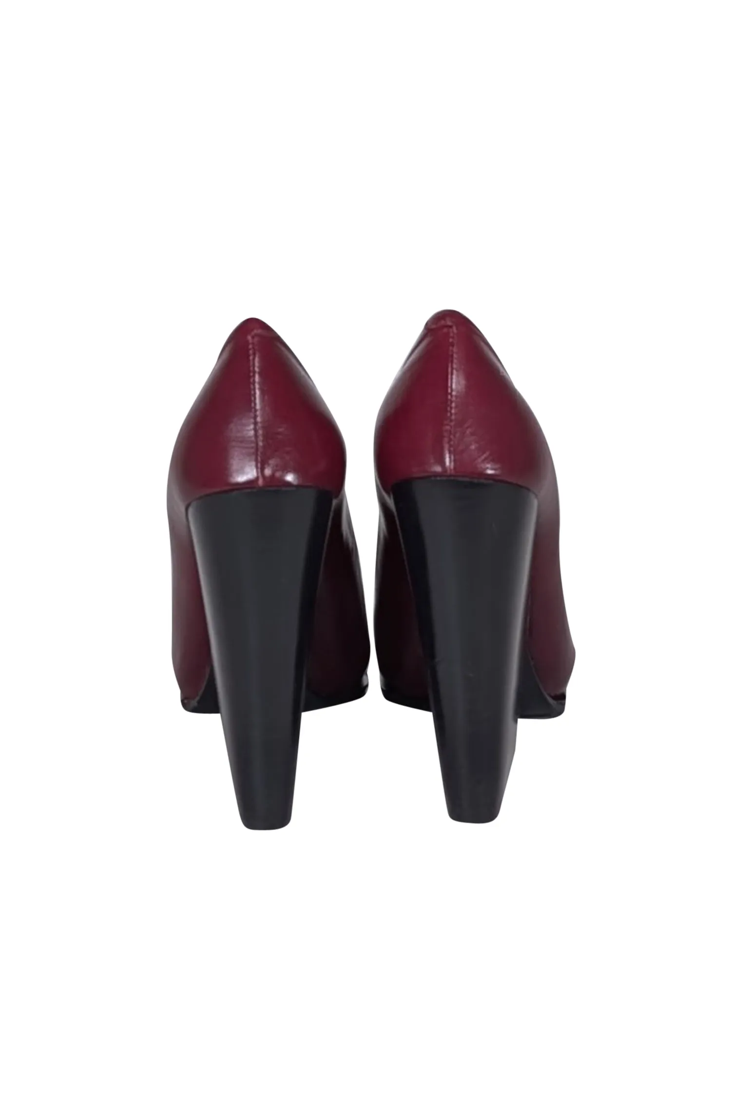 Celine - Maroon Leather Chunky Heel Pumps Sz 10