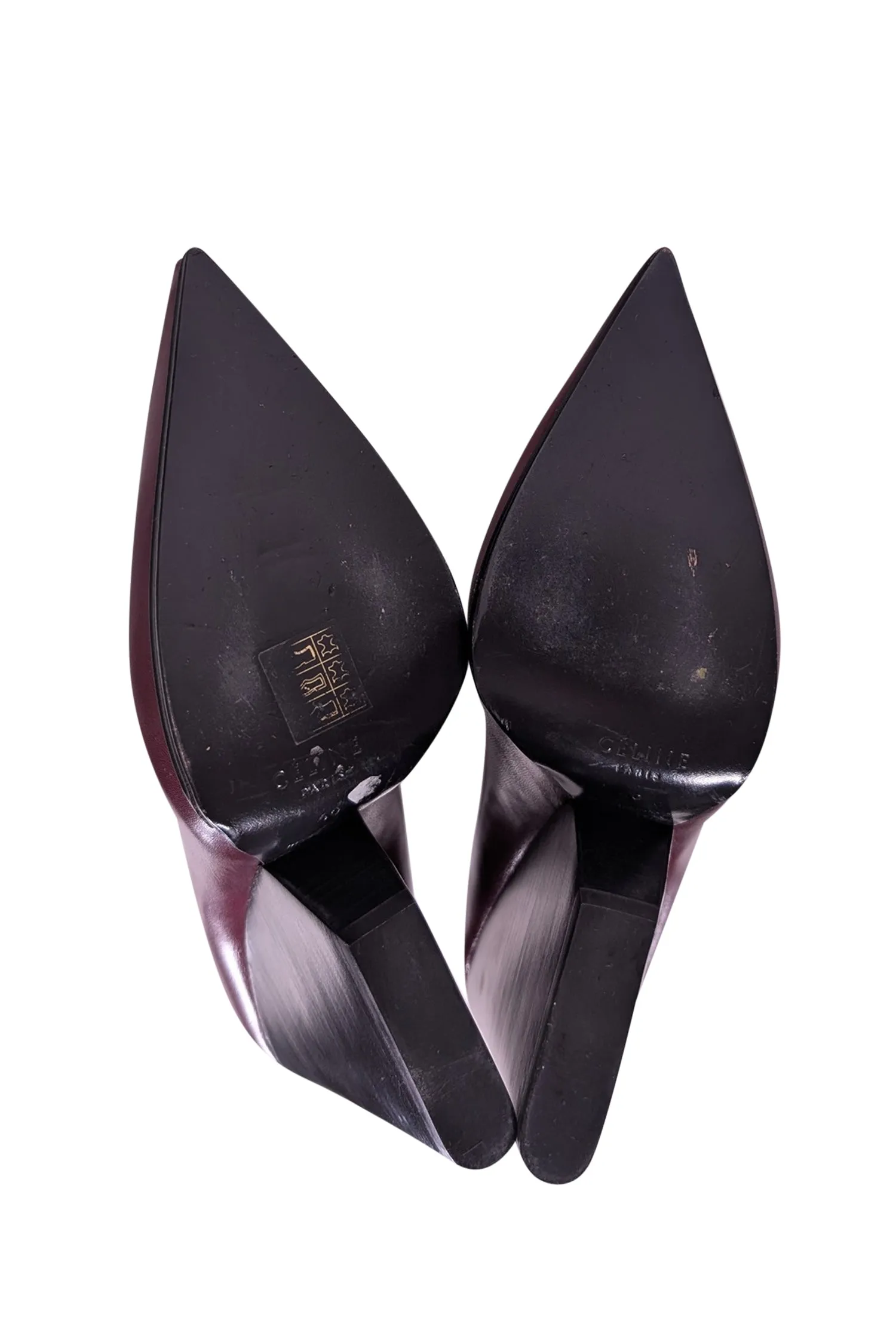 Celine - Maroon Leather Chunky Heel Pumps Sz 10