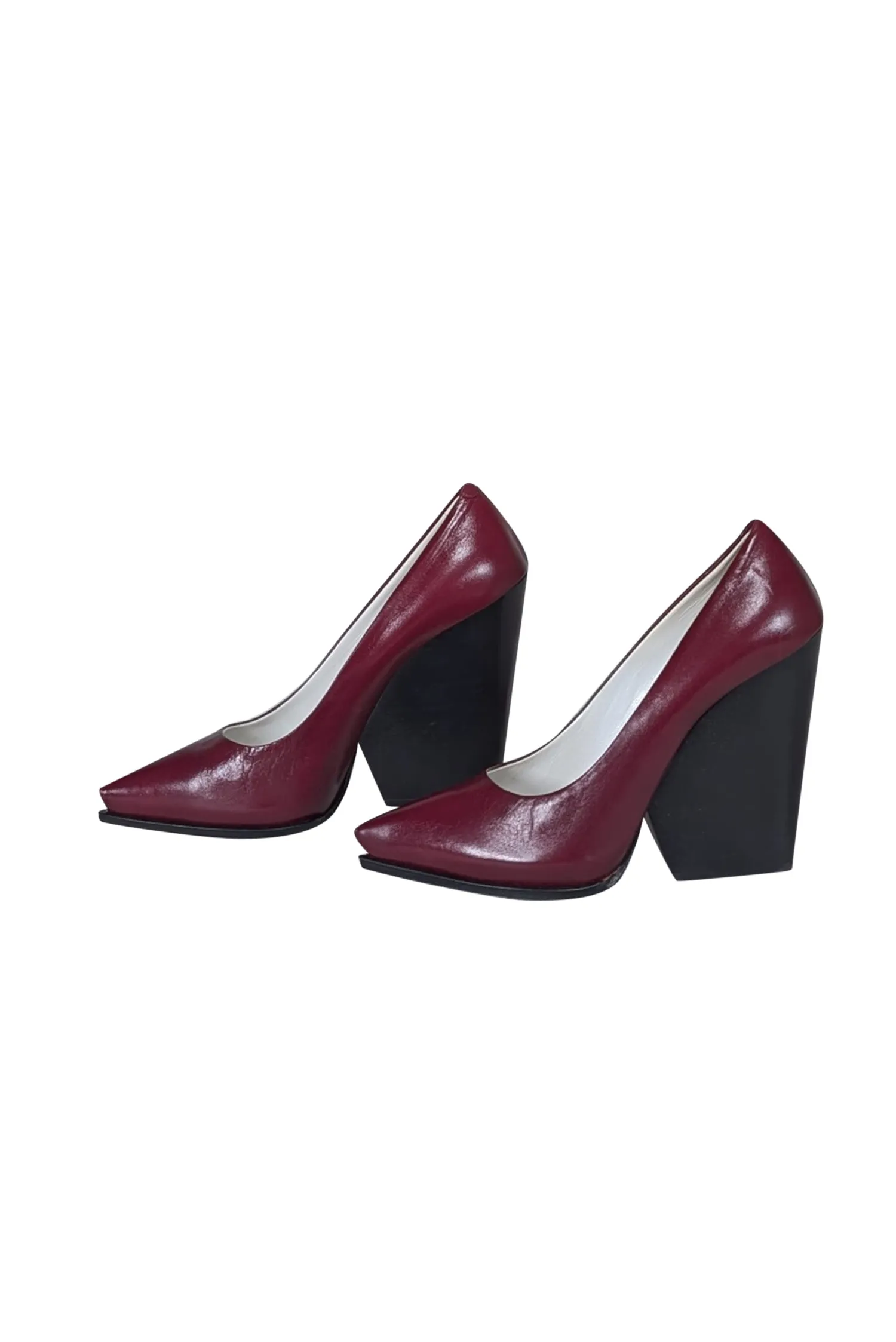 Celine - Maroon Leather Chunky Heel Pumps Sz 10