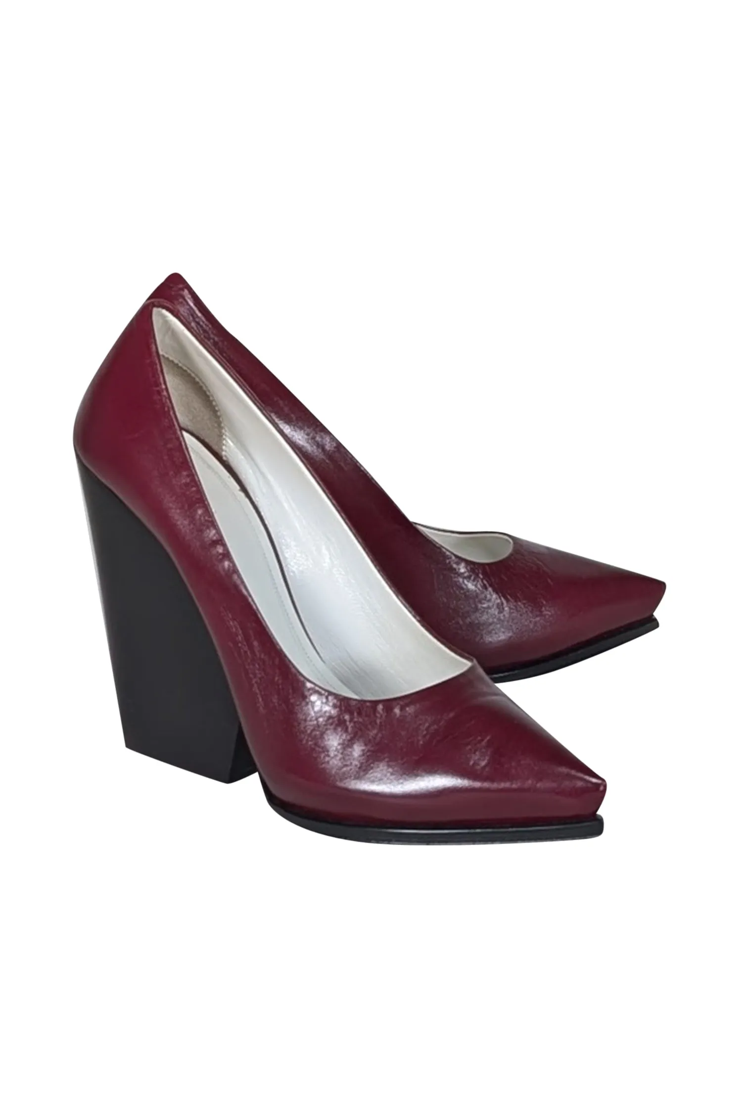 Celine - Maroon Leather Chunky Heel Pumps Sz 10