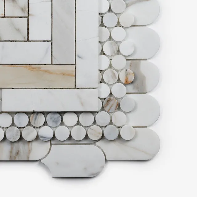 Cottesloe Calacatta Gold Herringbone Honed Marble Mosaic Tile 35x150mm Sample