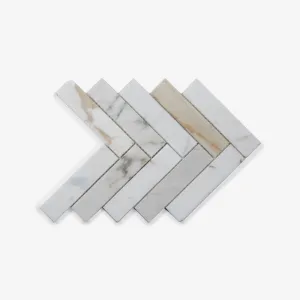 Cottesloe Calacatta Gold Herringbone Honed Marble Mosaic Tile 35x150mm Sample