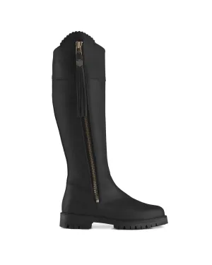 Explorer Black Leather Waterproof Knee-High Boots