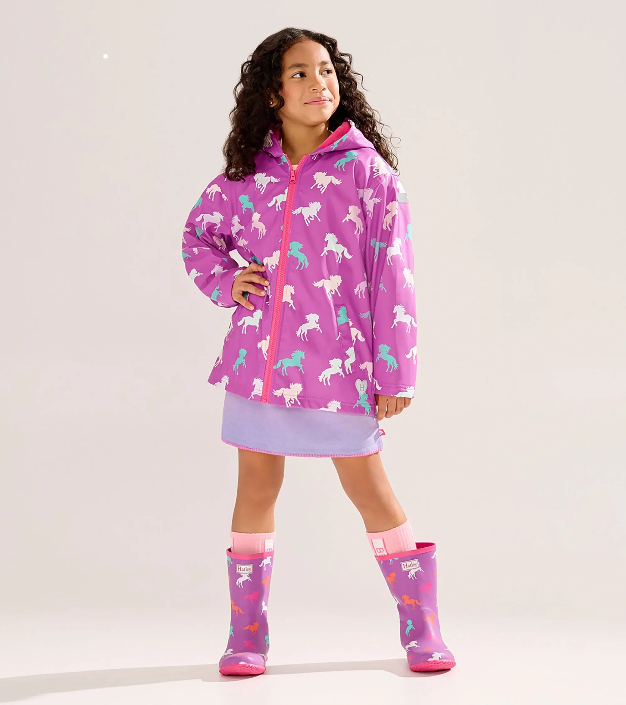 Girls Leaping Horses Packable Rain Boots