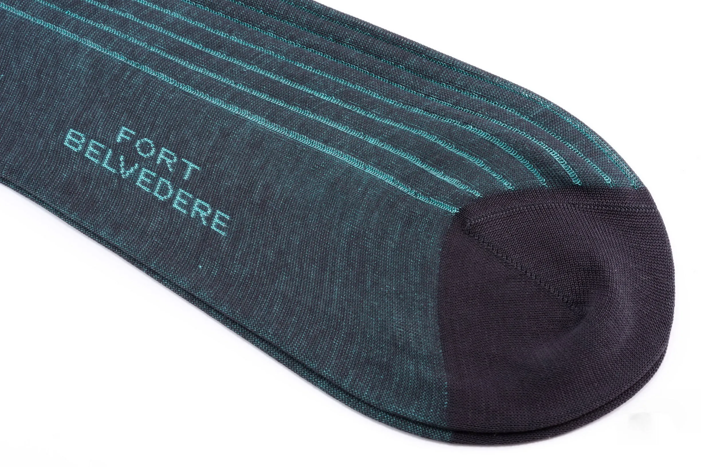 Gray & Turquoise Shadow Stripe Cotton Socks