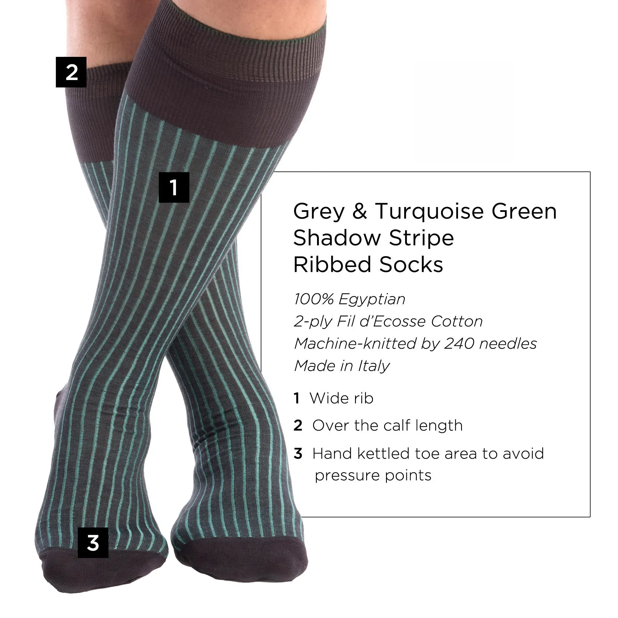 Gray & Turquoise Shadow Stripe Cotton Socks