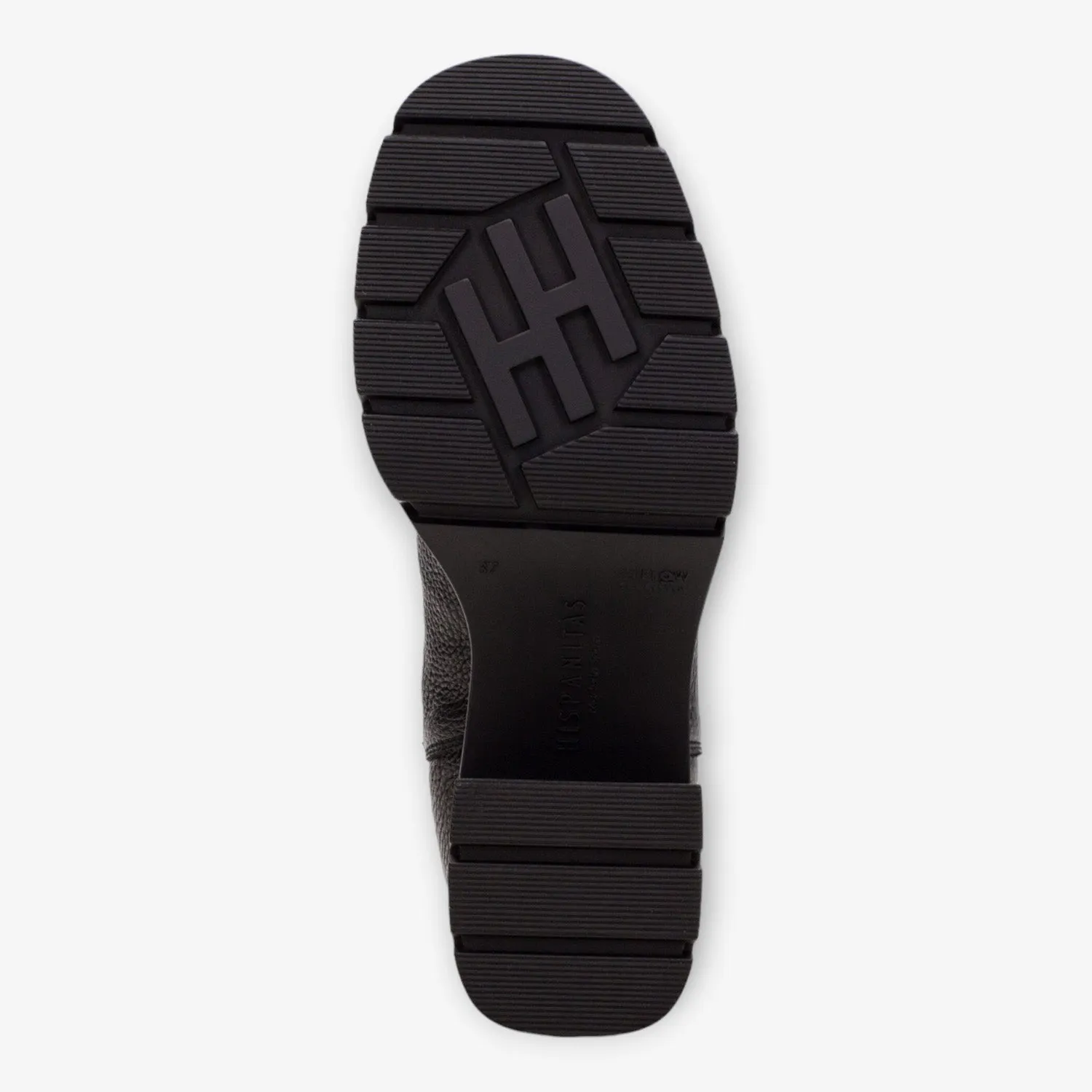 Hispanitas Ankle Boot Everest Black with Track Sole and Front Zipper