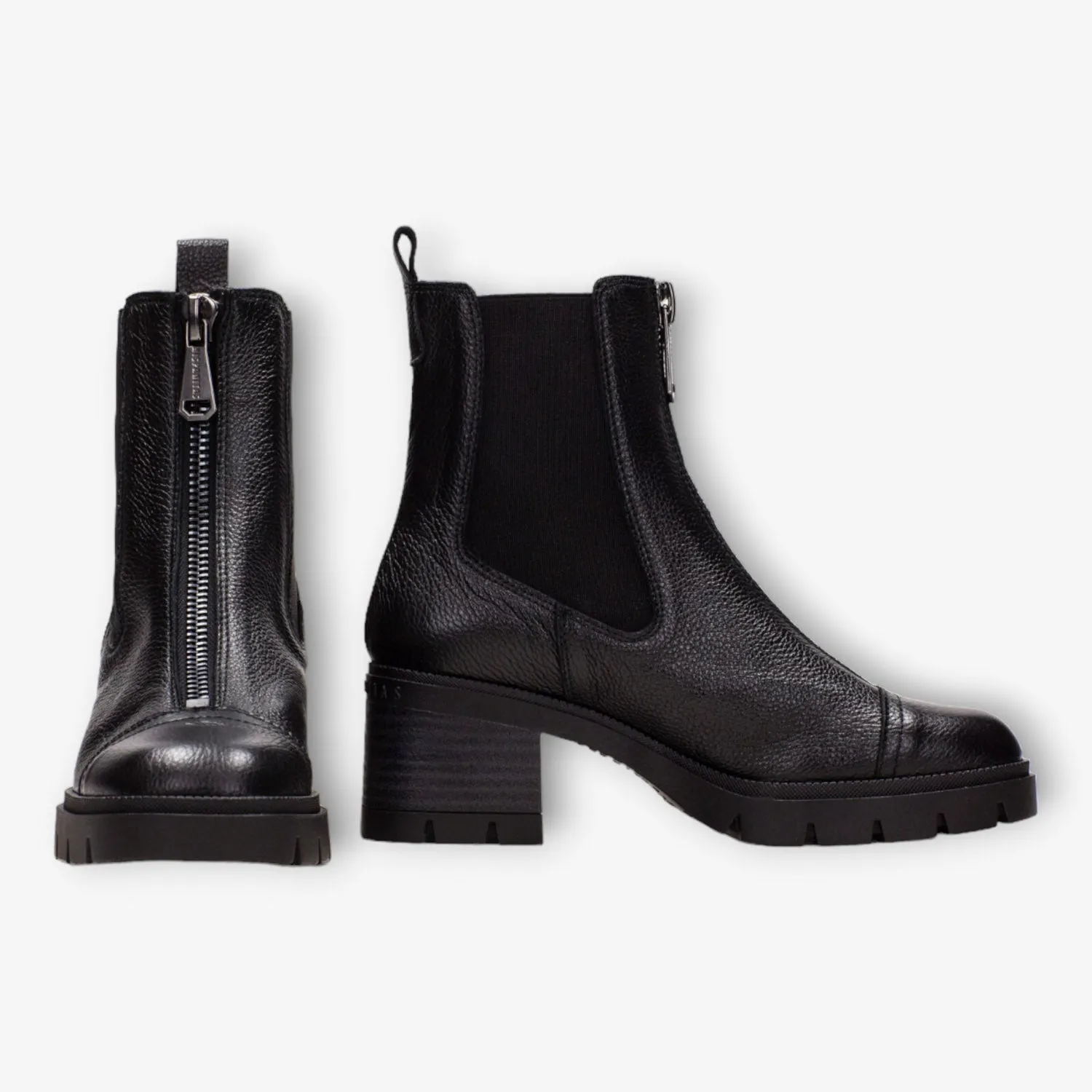 Hispanitas Ankle Boot Everest Black with Track Sole and Front Zipper