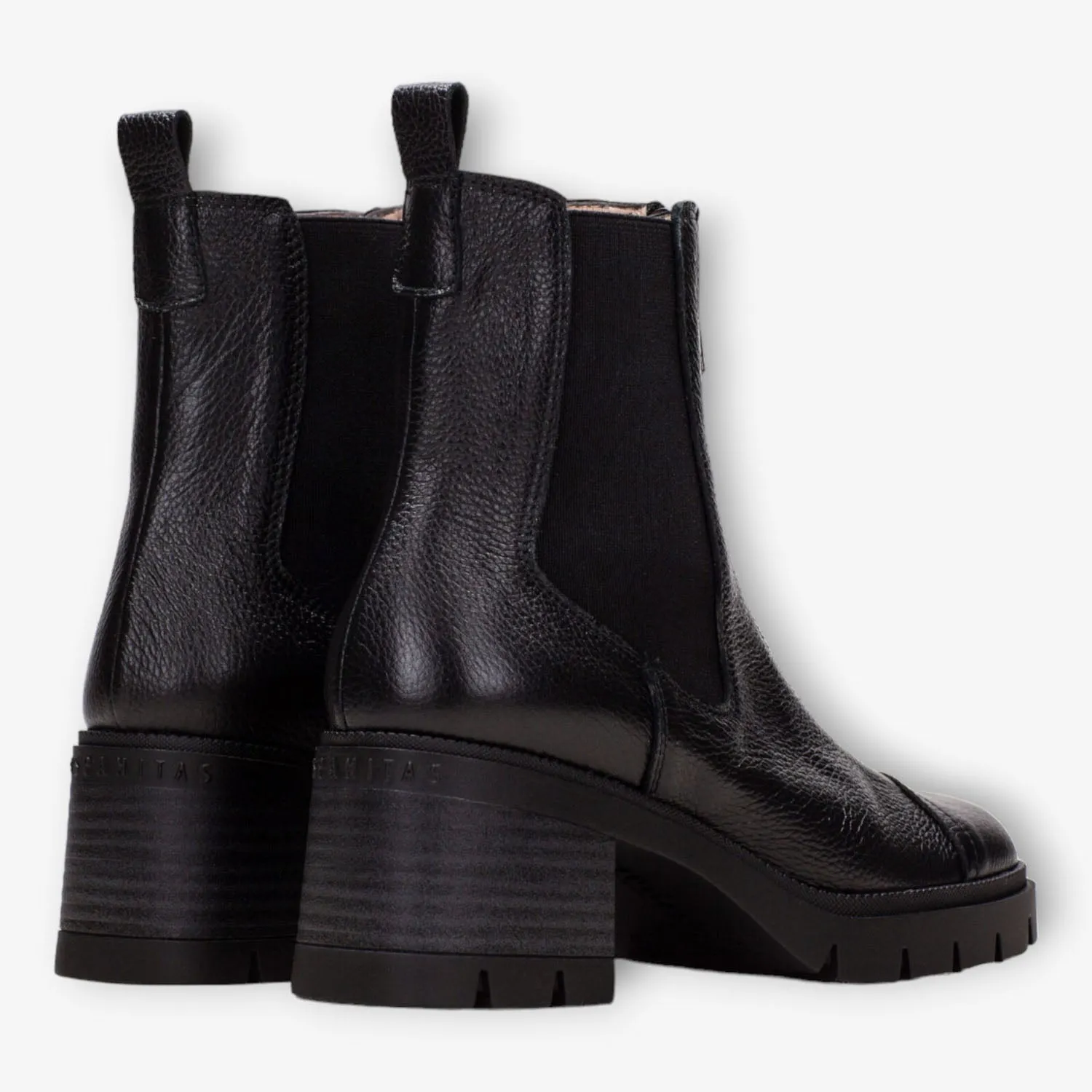 Hispanitas Ankle Boot Everest Black with Track Sole and Front Zipper