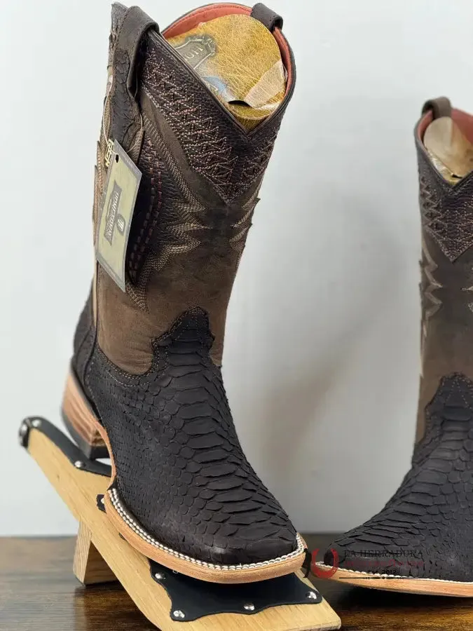 HOMETOWN MEN PYTHON BROWN MATTE SQUARE TOE