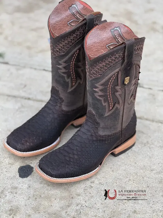 HOMETOWN MEN PYTHON BROWN MATTE SQUARE TOE