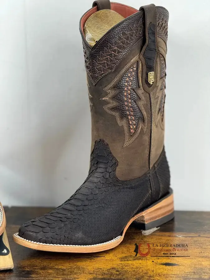 HOMETOWN MEN PYTHON BROWN MATTE SQUARE TOE