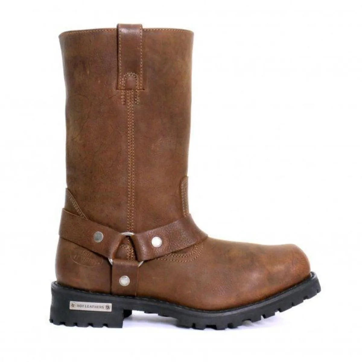 Hot Leathers Men's 11" Harness Boots Russet Brown