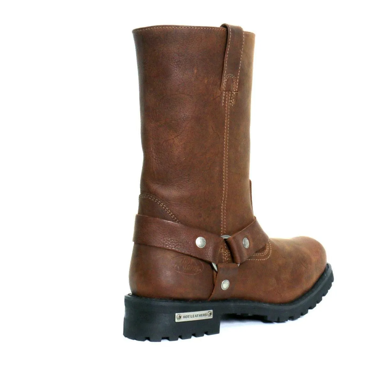 Hot Leathers Men's 11" Harness Boots Russet Brown