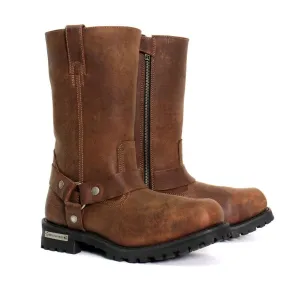 Hot Leathers Men's 11" Harness Boots Russet Brown