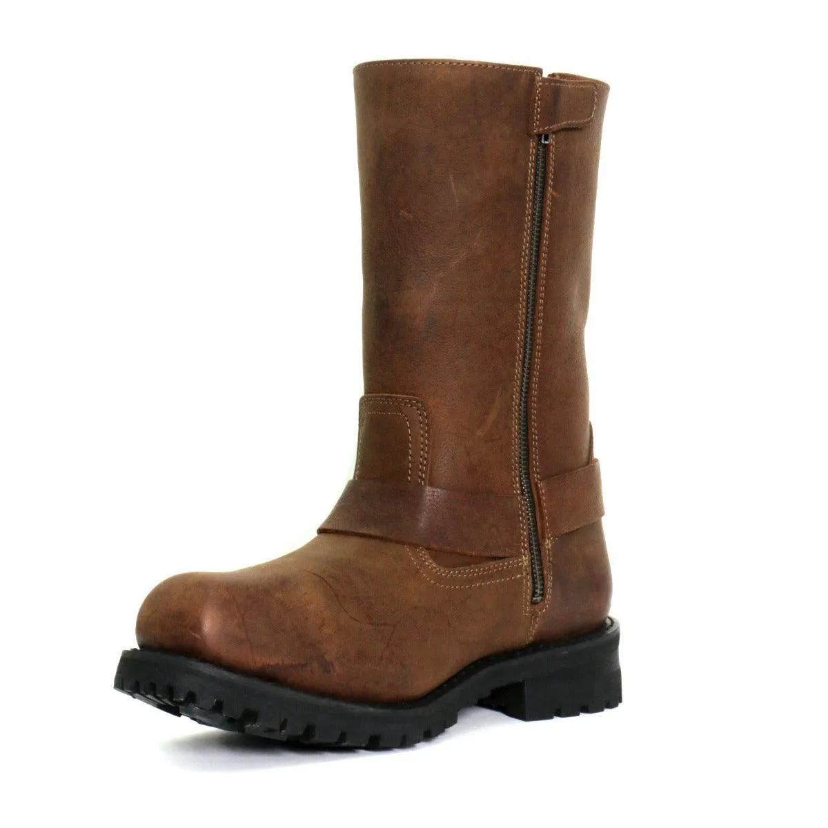 Hot Leathers Men's 11" Harness Boots Russet Brown