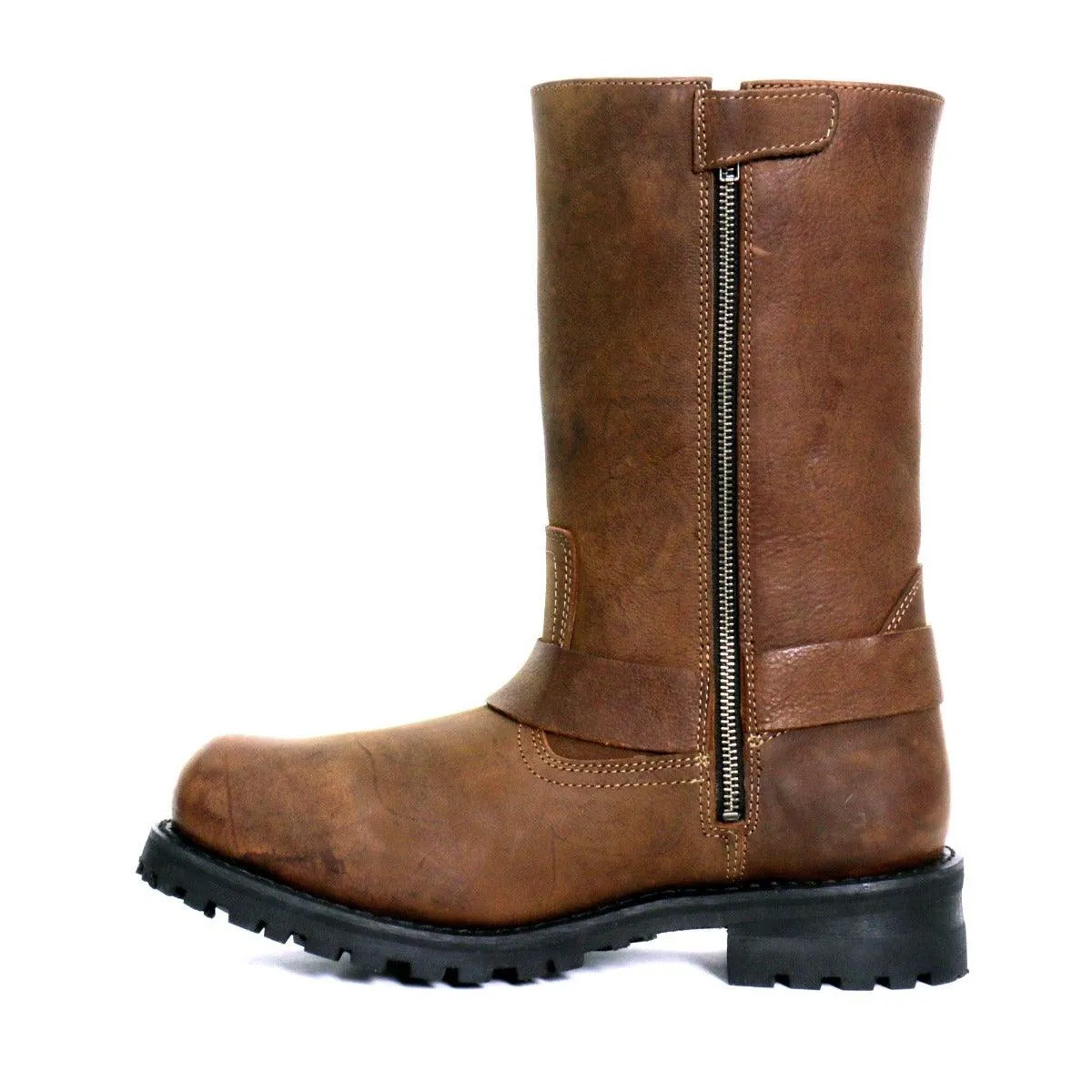 Hot Leathers Men's 11" Harness Boots Russet Brown
