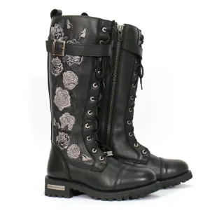 Hot Leathers Women's Knee High Wild Roses Leather Boots