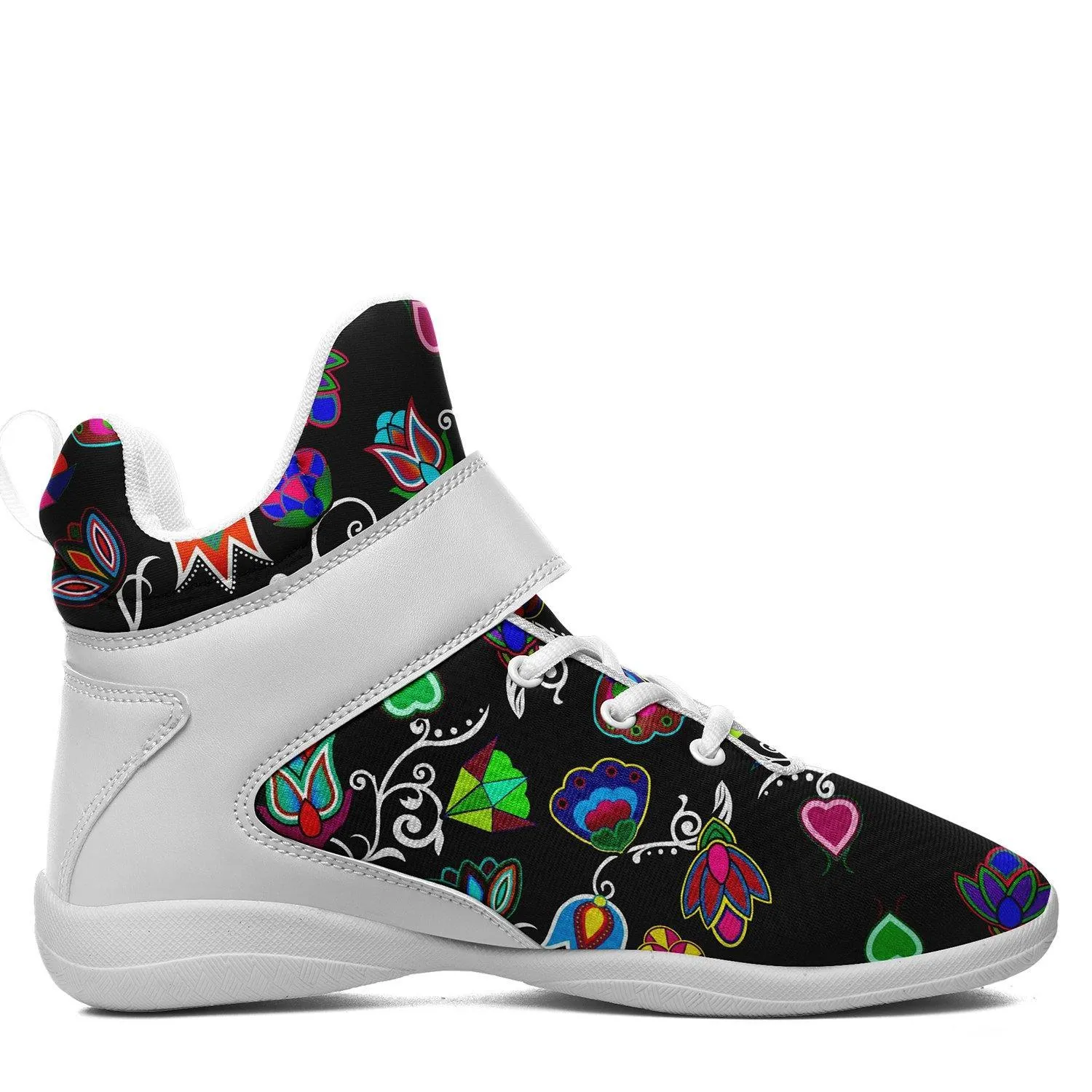 Indigenous Paisley Black Ipottaa Basketball / Sport High Top Shoes - White Sole