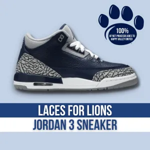 Laces for Lions Air Jordan 3 Retro Navy & Silver