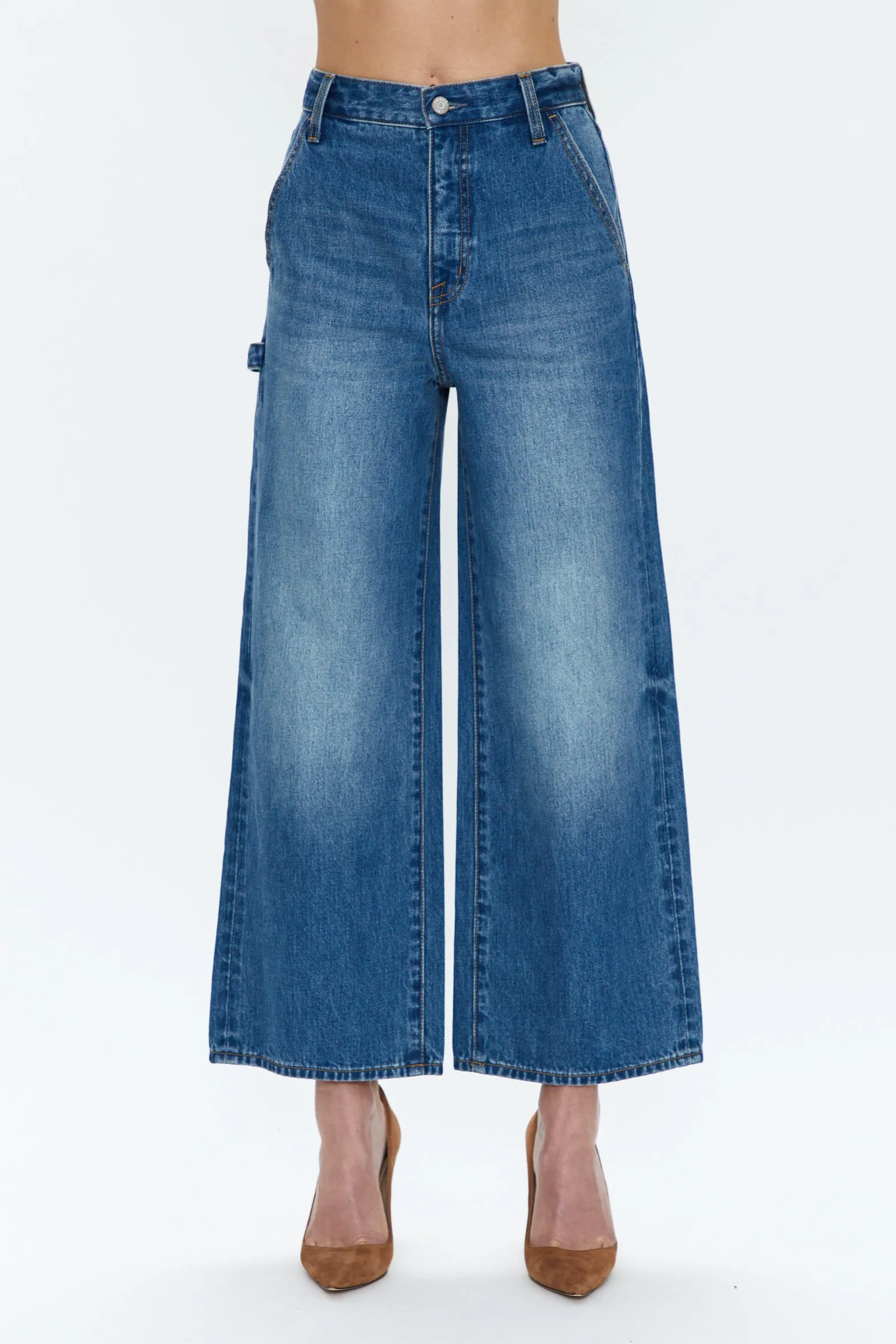 Loretta Utility High Rise Wide Leg Ankle Jean - Tonic