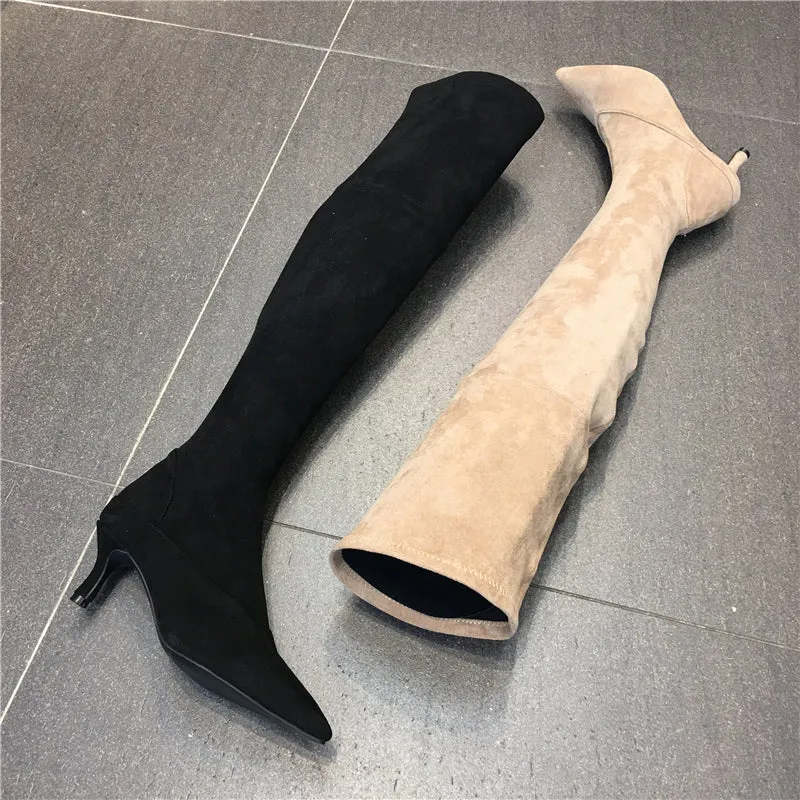 LUXE SEVEN DESIGN OVER THE KNEE HEELED BOOTS