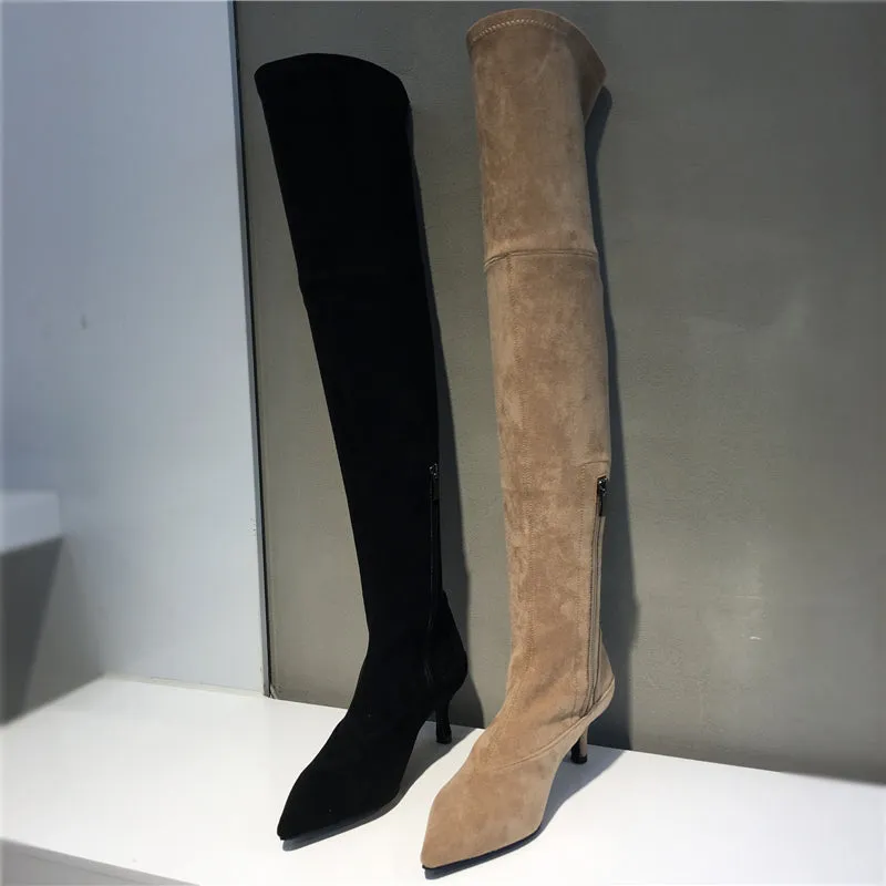 LUXE SEVEN DESIGN OVER THE KNEE HEELED BOOTS
