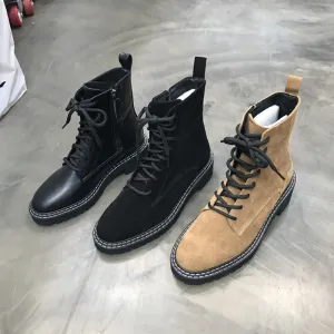 LUXE SEVEN DESIGN SIDE TAPE LACE UP WORKER BOOT