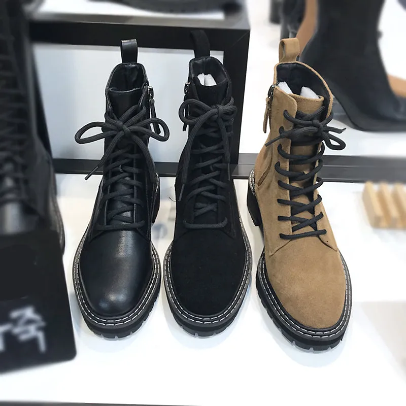 LUXE SEVEN DESIGN SIDE TAPE LACE UP WORKER BOOT