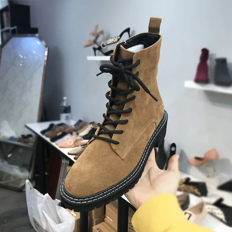 LUXE SEVEN DESIGN SIDE TAPE LACE UP WORKER BOOT