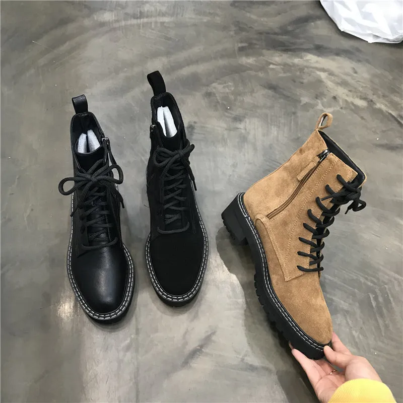 LUXE SEVEN DESIGN SIDE TAPE LACE UP WORKER BOOT