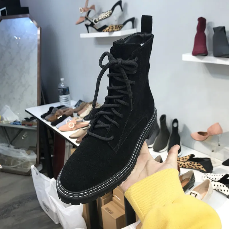 LUXE SEVEN DESIGN SIDE TAPE LACE UP WORKER BOOT