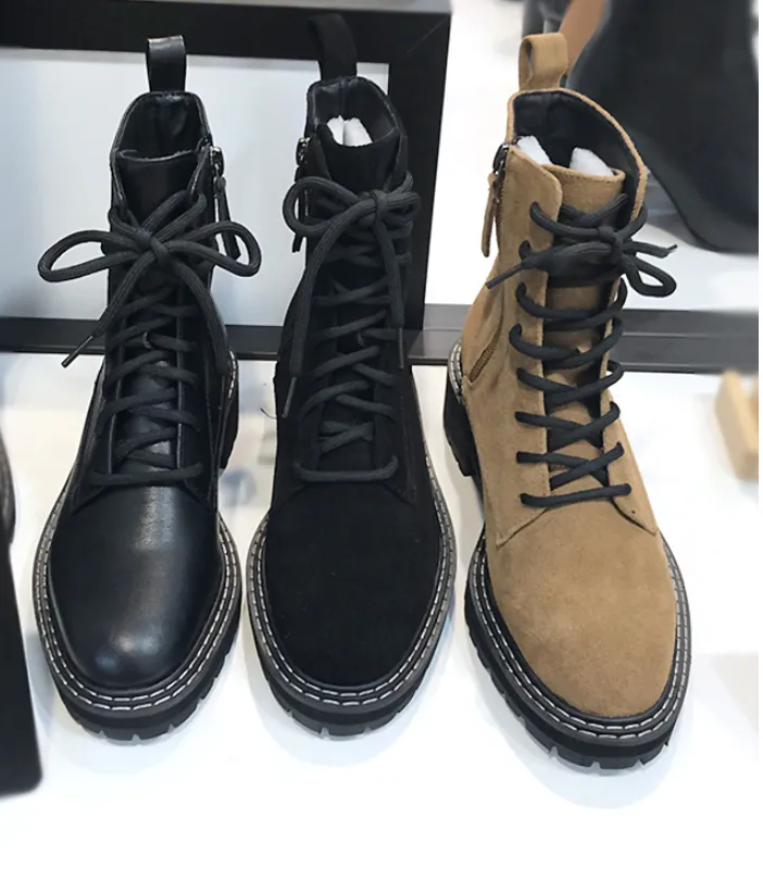 LUXE SEVEN DESIGN SIDE TAPE LACE UP WORKER BOOT