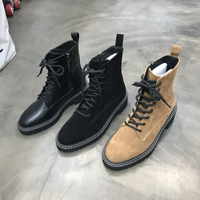 LUXE SEVEN DESIGN SIDE TAPE LACE UP WORKER BOOT