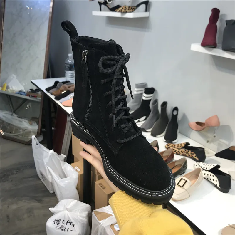 LUXE SEVEN DESIGN SIDE TAPE LACE UP WORKER BOOT