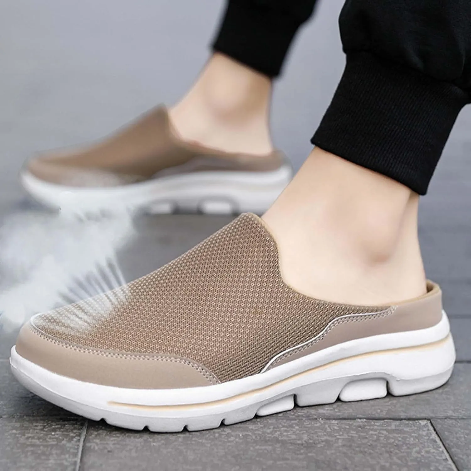 Men's Reathable Stretch Canvas Shoes Lightweight Breathable Walking Shoe Gym Tennis Business Formal Dress Shoes