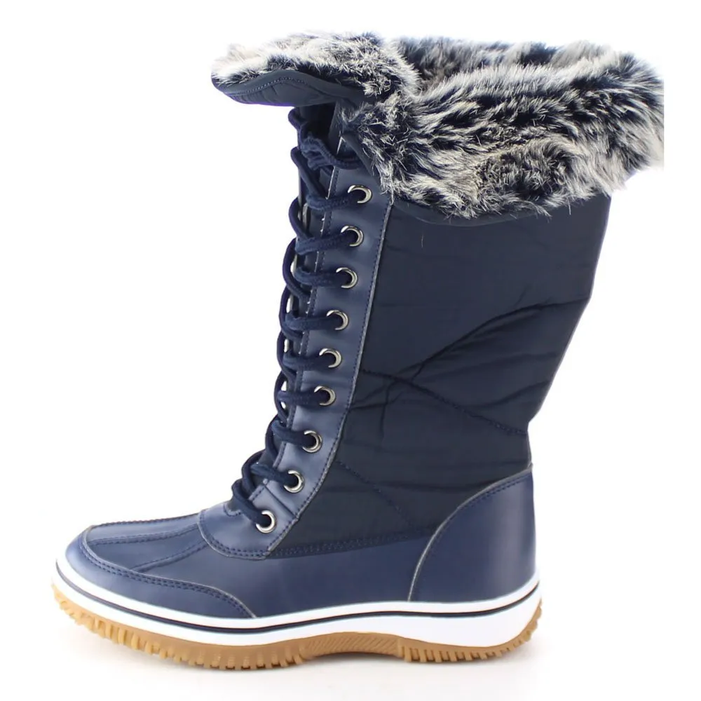 NATURE BREEZE FROST-02 Women's Lace Up Collar Decor Tongue Winter Boots