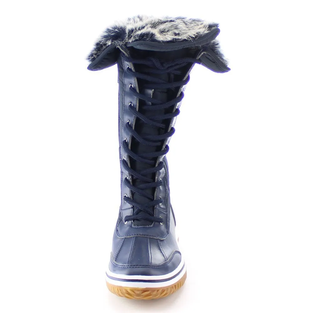 NATURE BREEZE FROST-02 Women's Lace Up Collar Decor Tongue Winter Boots