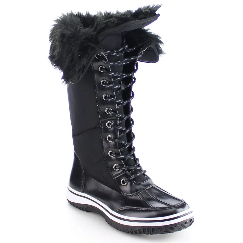 NATURE BREEZE FROST-02 Women's Lace Up Collar Decor Tongue Winter Boots