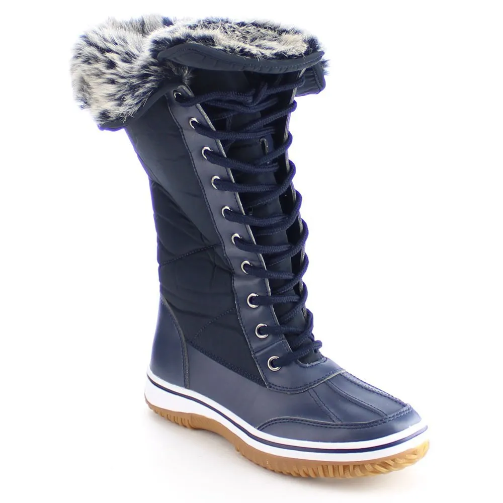 NATURE BREEZE FROST-02 Women's Lace Up Collar Decor Tongue Winter Boots
