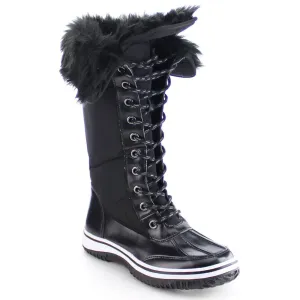 NATURE BREEZE FROST-02 Women's Lace Up Collar Decor Tongue Winter Boots
