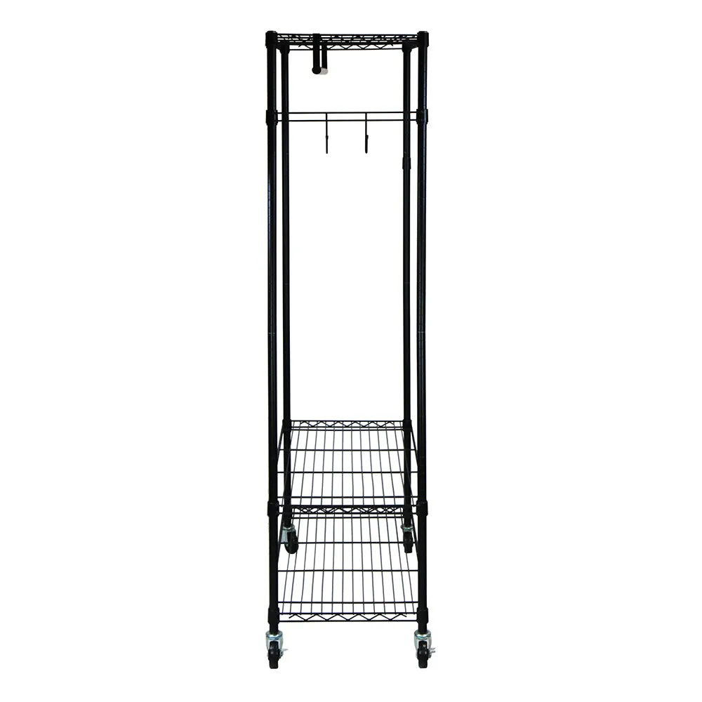 Oceanstar Adjustable Shelving Rack with Hooks, Black GRS1514