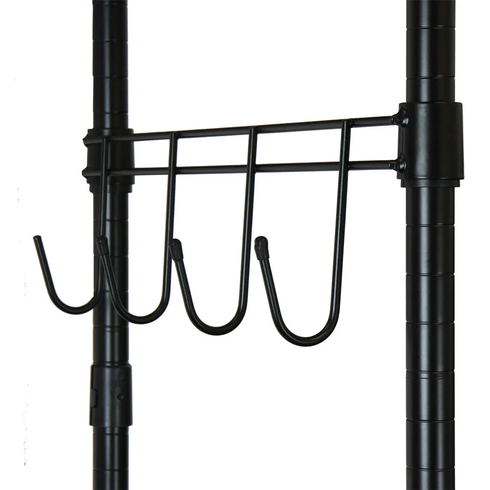 Oceanstar Adjustable Shelving Rack with Hooks, Black GRS1514