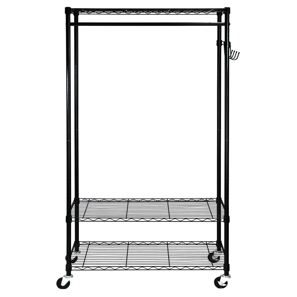 Oceanstar Adjustable Shelving Rack with Hooks, Black GRS1514