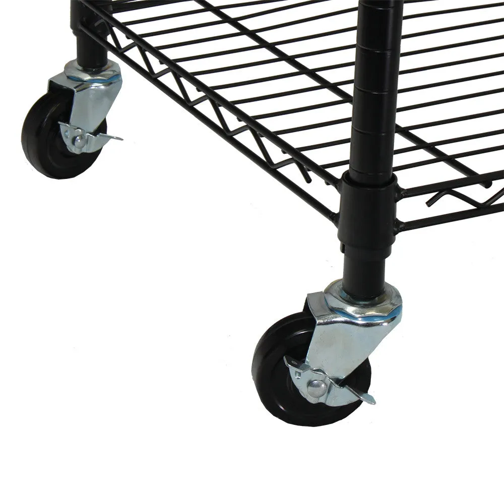 Oceanstar Adjustable Shelving Rack with Hooks, Black GRS1514
