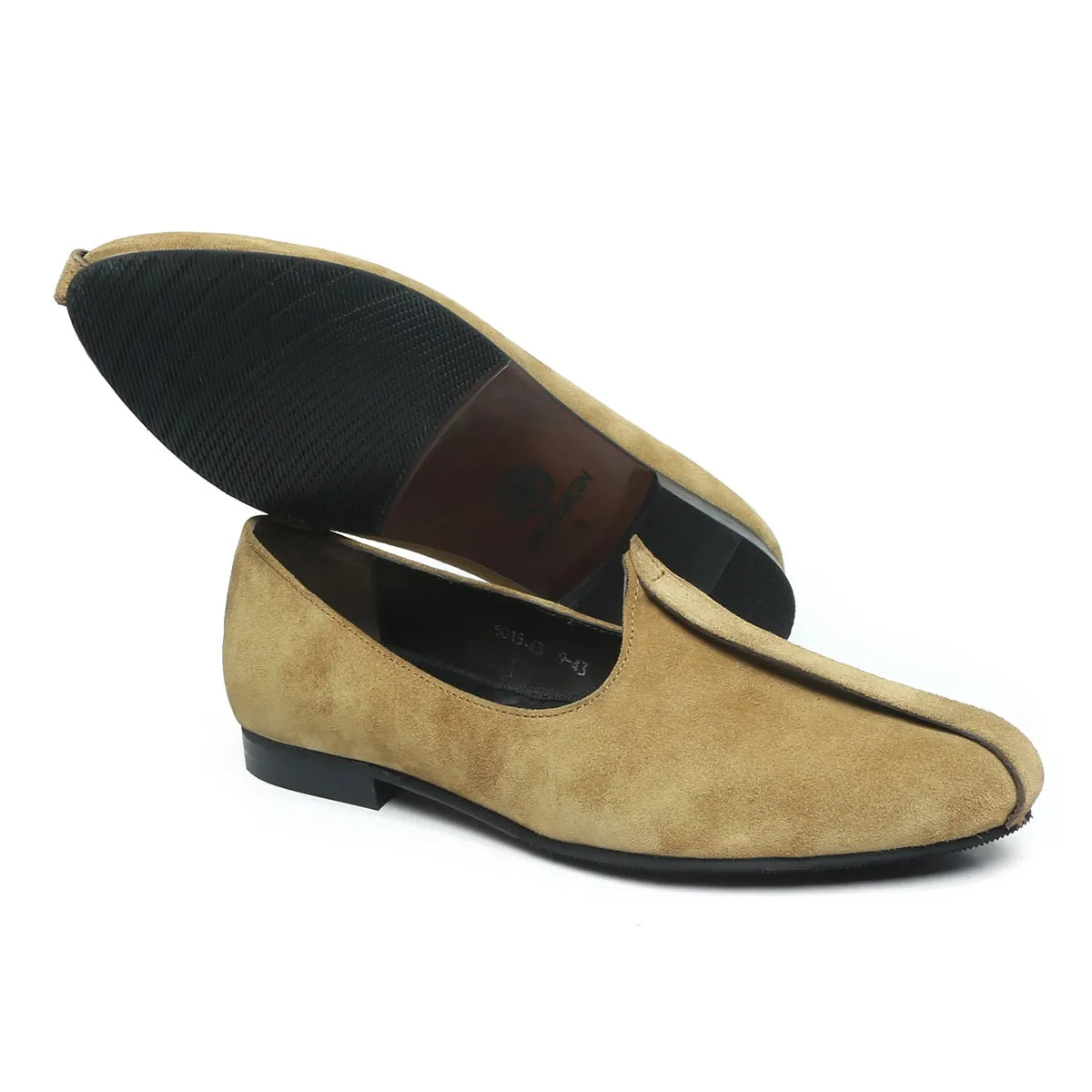 Olive Suede Leather Mod Look Jalsa Jutti