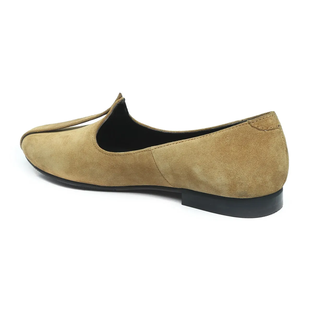 Olive Suede Leather Mod Look Jalsa Jutti