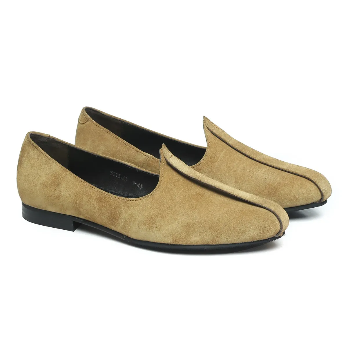 Olive Suede Leather Mod Look Jalsa Jutti